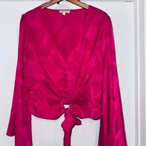 Flying Tomato Fuchsia Tie-Front Blouse